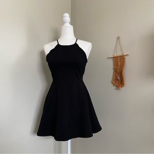 Black Halter Scallop Hem Mini Cocktail Dress Large